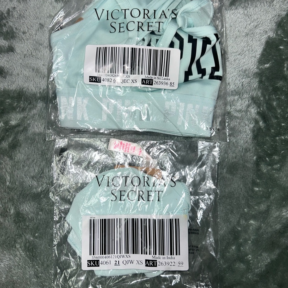 Victoria's Secret Mint Green and Black Set